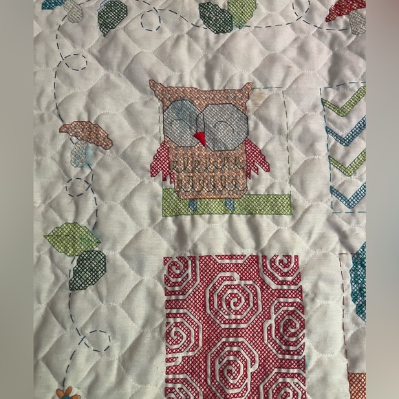 Completed Cross Stitch Baby Quilt - Picture 2 of 5